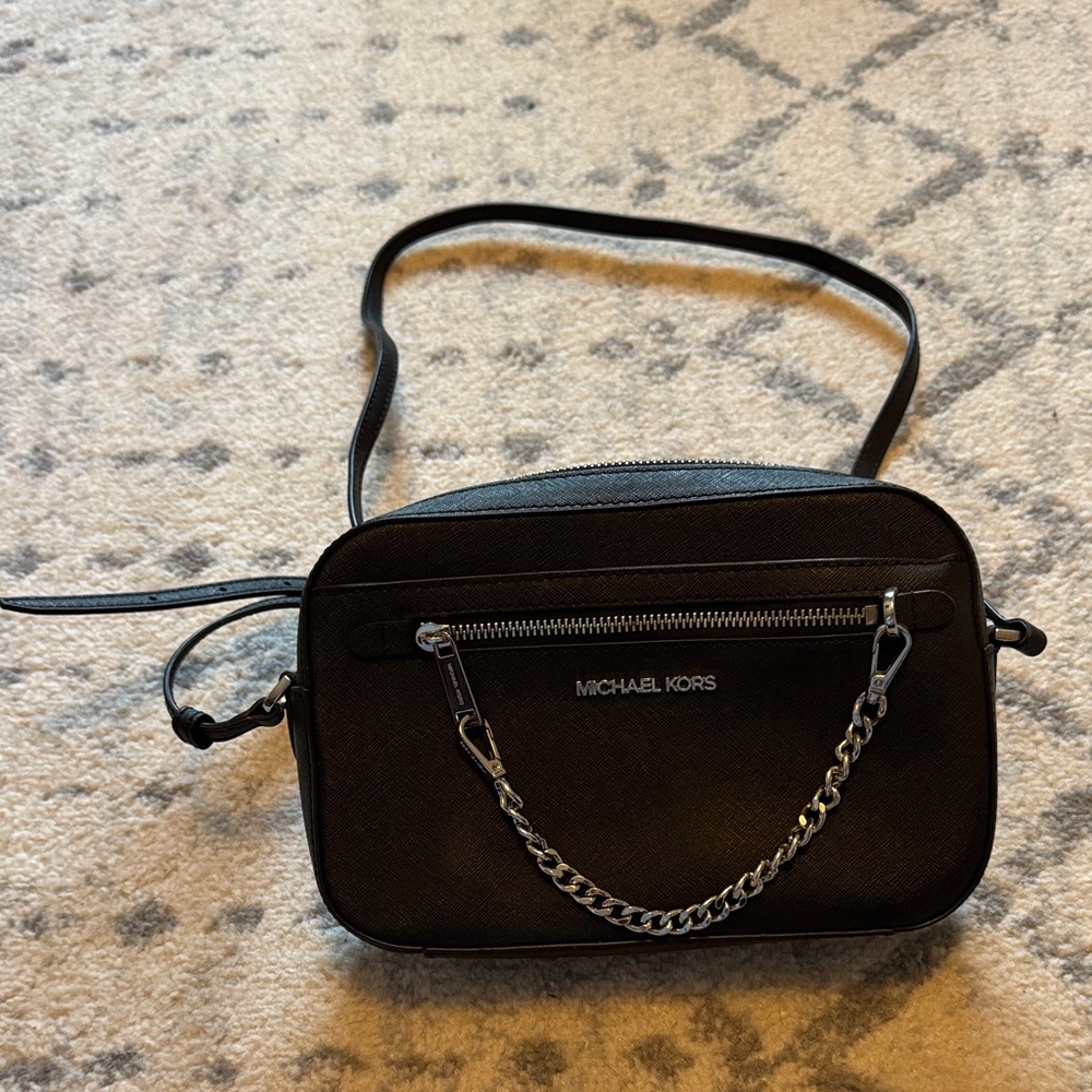 Michael Kors Black Crossbody with Chain Detail